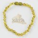 Amber bracelet green raw beads 22 cm for men